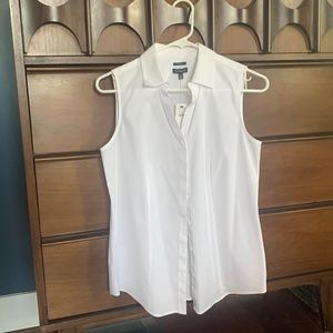 Talbots non-iron white sleeveless button down